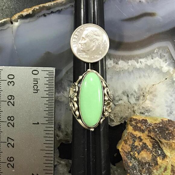 Carolyn Pollack Sterling Silver Elongated Oval Variscite Ring Size 6 For Women - Picture 9 of 10